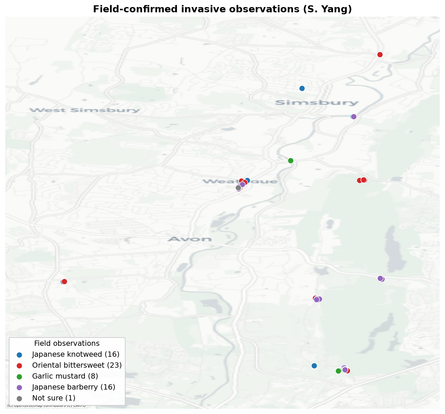 Field-confirmed occurrences by species